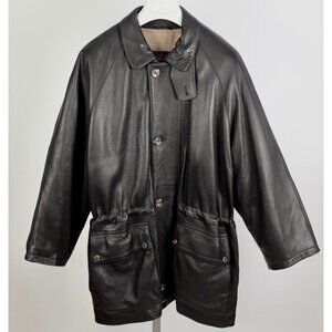 Loro Piana sz Small jacket coat leather cashmere lined black